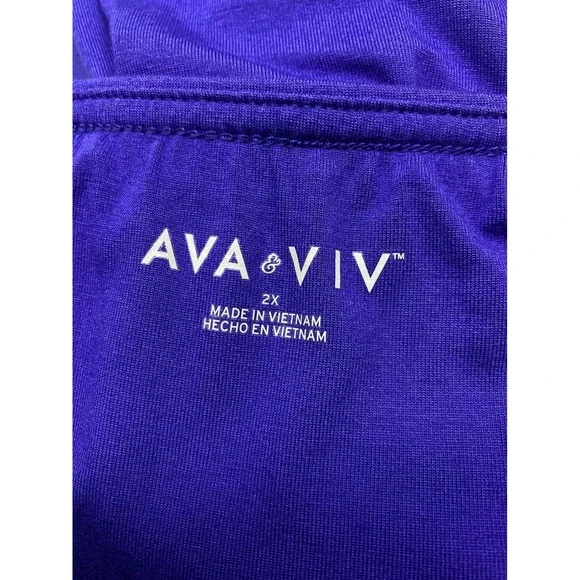 Ava & Viv Womens Purple Smocked Wide Leg Jumpsuit Plus Size 2X - Picture 14 of 16